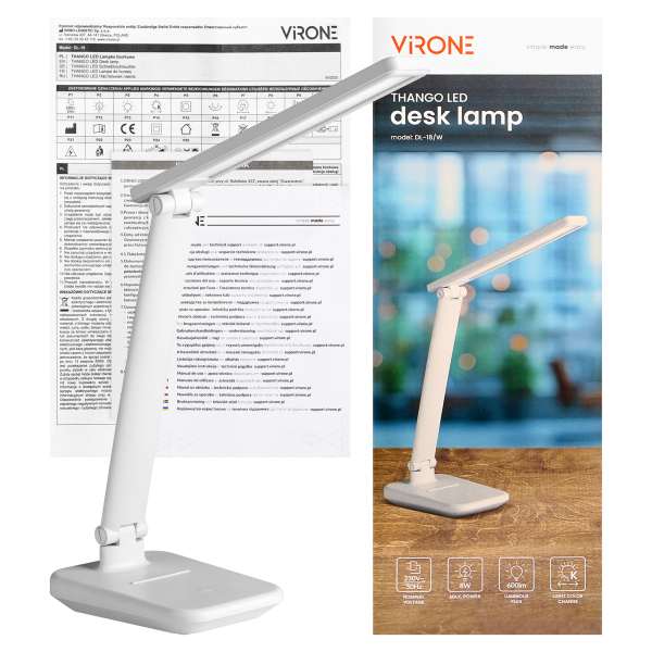 THANGO LED, desk lamp, 8W, 600lm, 3000-4000-6000K, light color changing, dimmable function, white