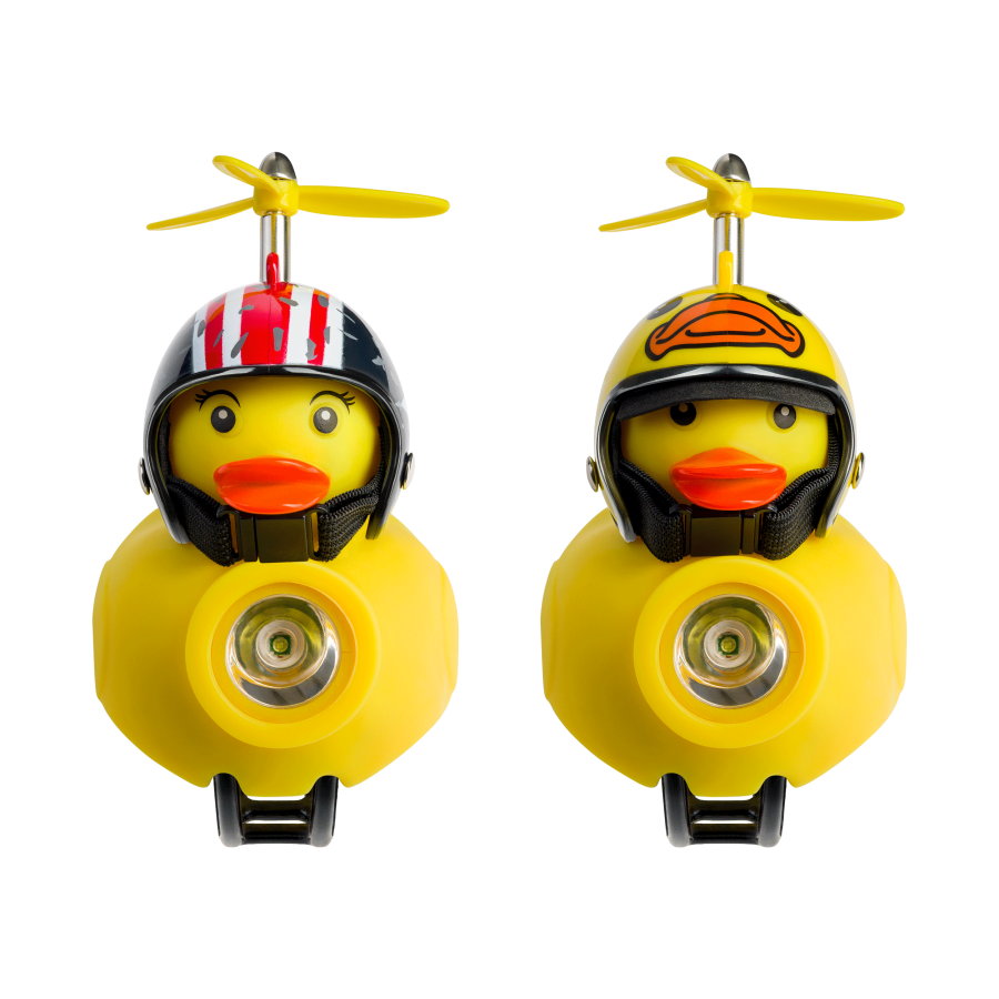 Bike light + horn, duck with helmet, 130lm, 800mAh, 6000K, 2 designs (mix)