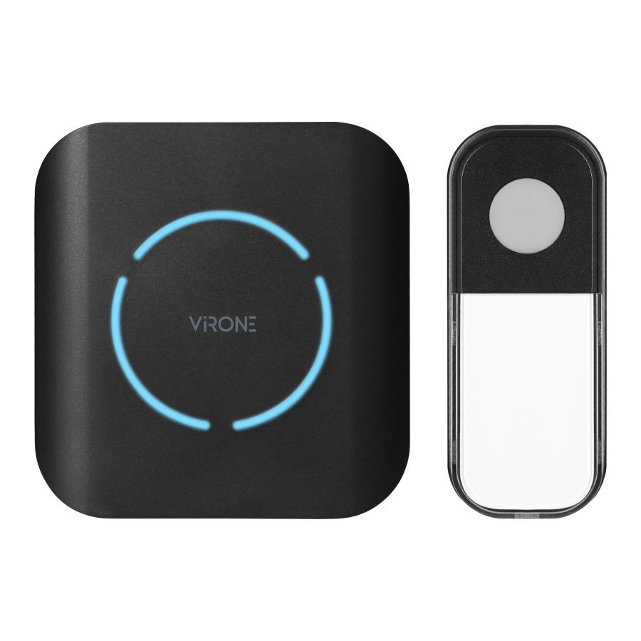 FUDU AC, wireless battery-powered doorbell, learning system, 36 sounds, 180m, black