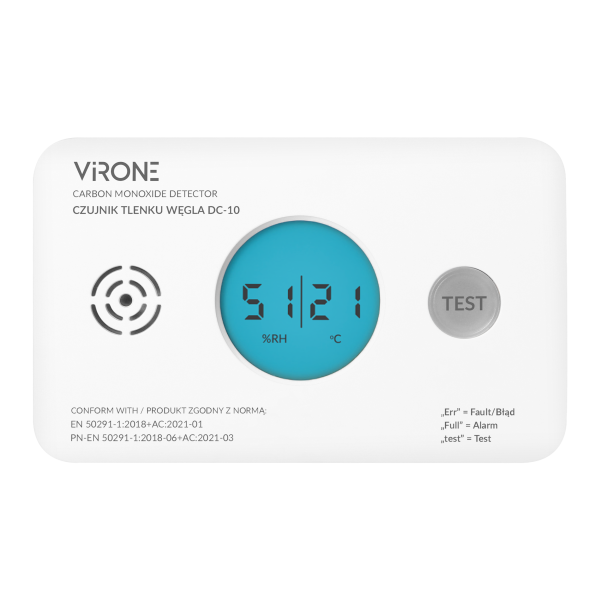 Battery-powered carbon monoxide detector, 2xAA, sensor lifetime 10 years Battery-powered carbon monoxide detector, 2xAA, sensor lifetime 10 years