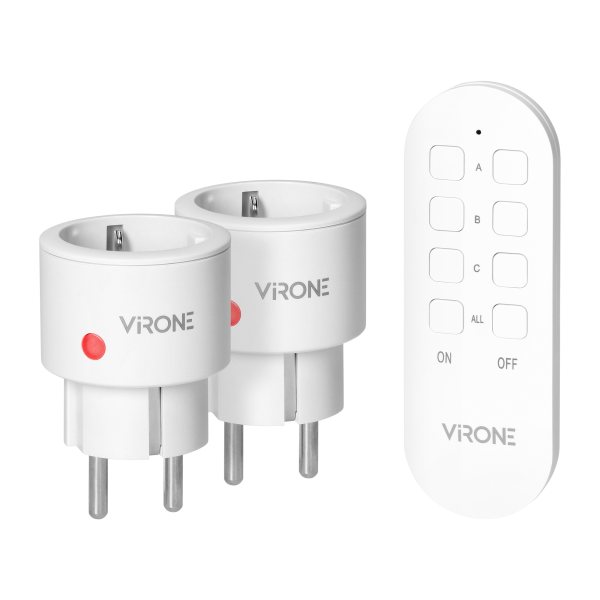 MINI wireless sockets with remote control, Schuko, 2+1, 2300W