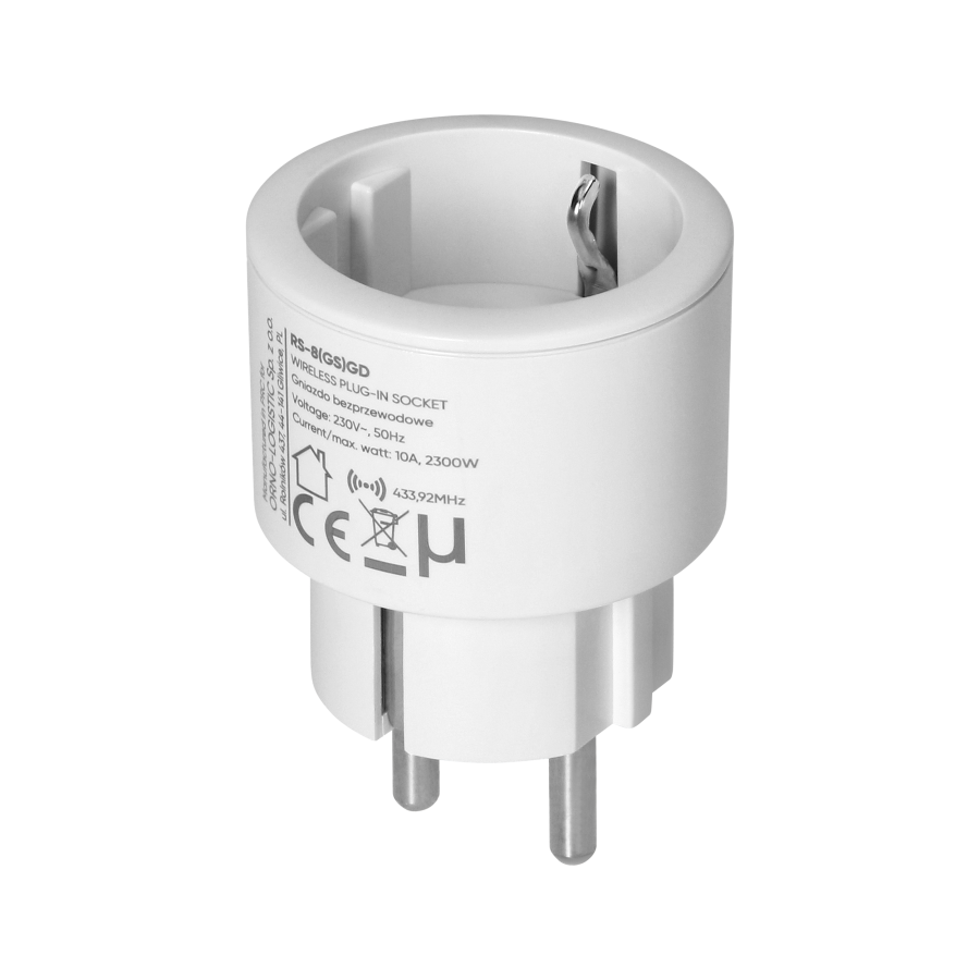 Zestaw bezprzewodowych gniazd MINI Schuko, sterowanych pilotem 2+1, 2300W