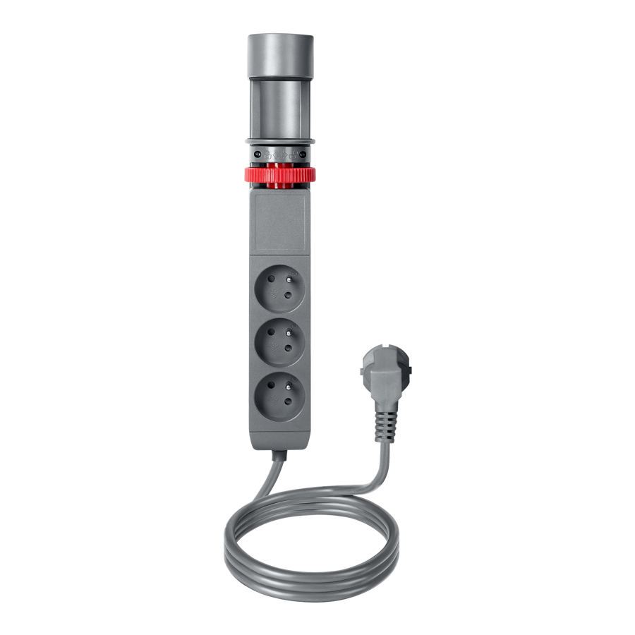 Przedłużacz biurkowy 3-krotny 2P+Z, 1,5M H05VV-F 3x1,5mm², 2xUSB+1 typu C