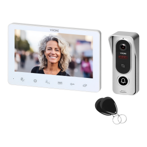 ANGU, single-family video doorphone set, 4-wires, LCD 7", touch buttons, RFID reader, white