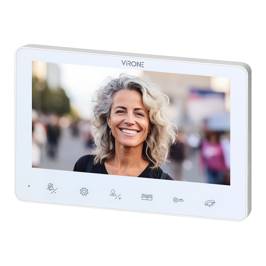 ANGU, single-family video doorphone set, 4-wires, LCD 7", touch buttons, RFID reader, white