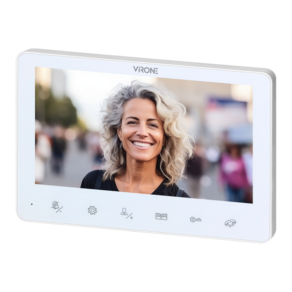 ANGU, single-family video doorphone set, 4-wires, LCD 7", touch buttons, RFID reader, white