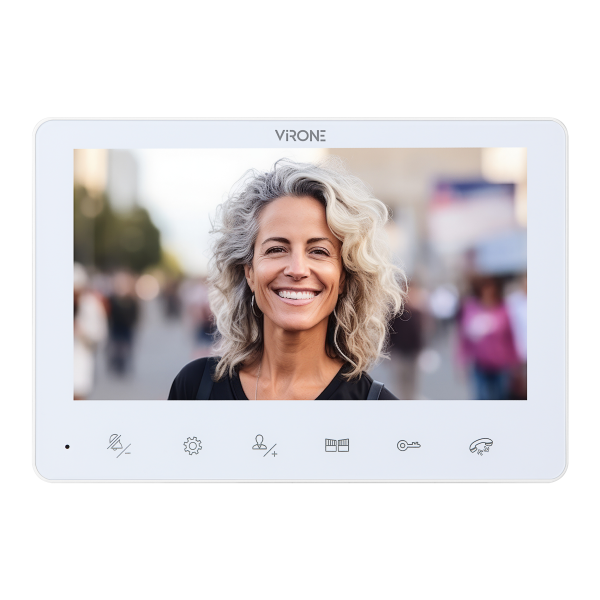 ANGU, single-family video doorphone set, 4-wires, LCD 7", touch buttons, RFID reader, white