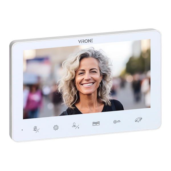 ANGU, single-family video doorphone set, 4-wires, LCD 7", touch buttons, RFID reader, white