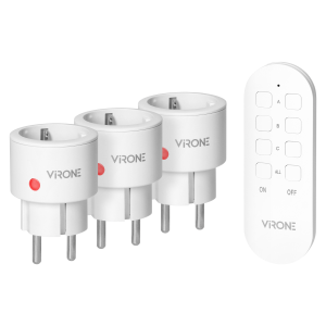MINI wireless sockets with remote control, Schuko, 3+1, 2300W