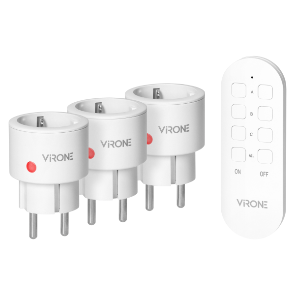MINI wireless sockets with remote control, Schuko, 3+1, 2300W