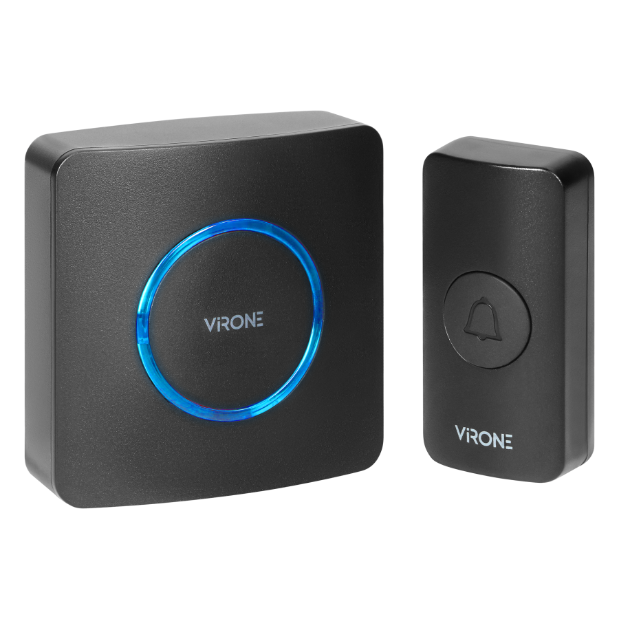 ENGA AC, wireless mains-powered doorbell, learning system, 38 sounds, 200m, black