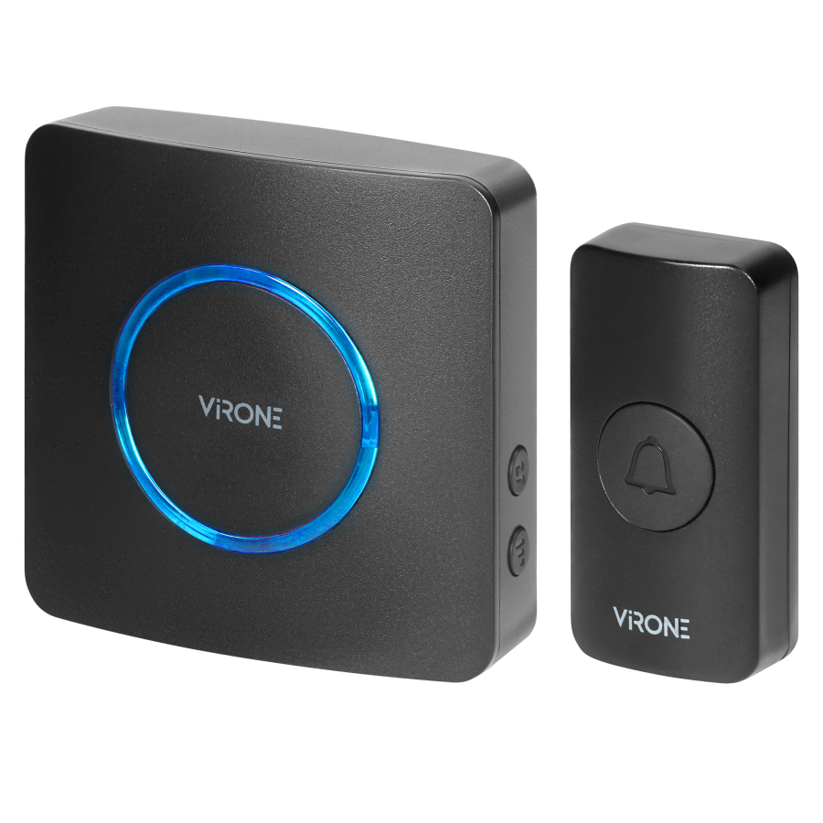 ENGA AC, wireless mains-powered doorbell, learning system, 38 sounds, 200m, black