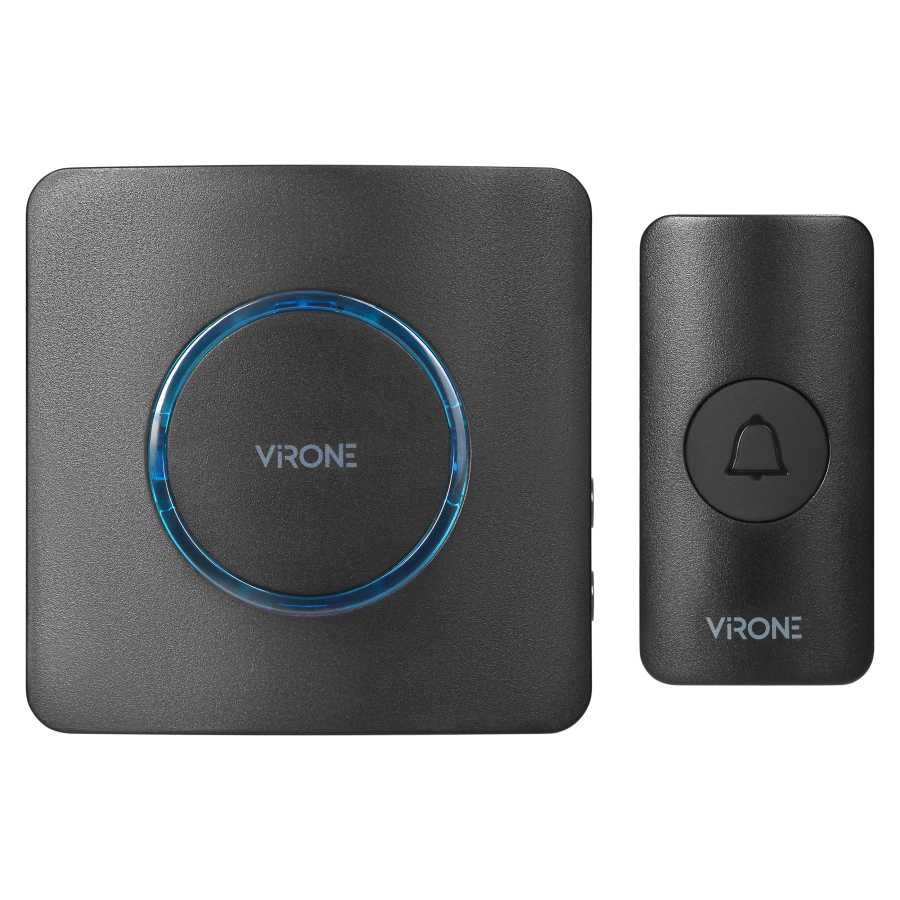 ENGA AC, wireless mains-powered doorbell, learning system, 38 sounds, 200m, black