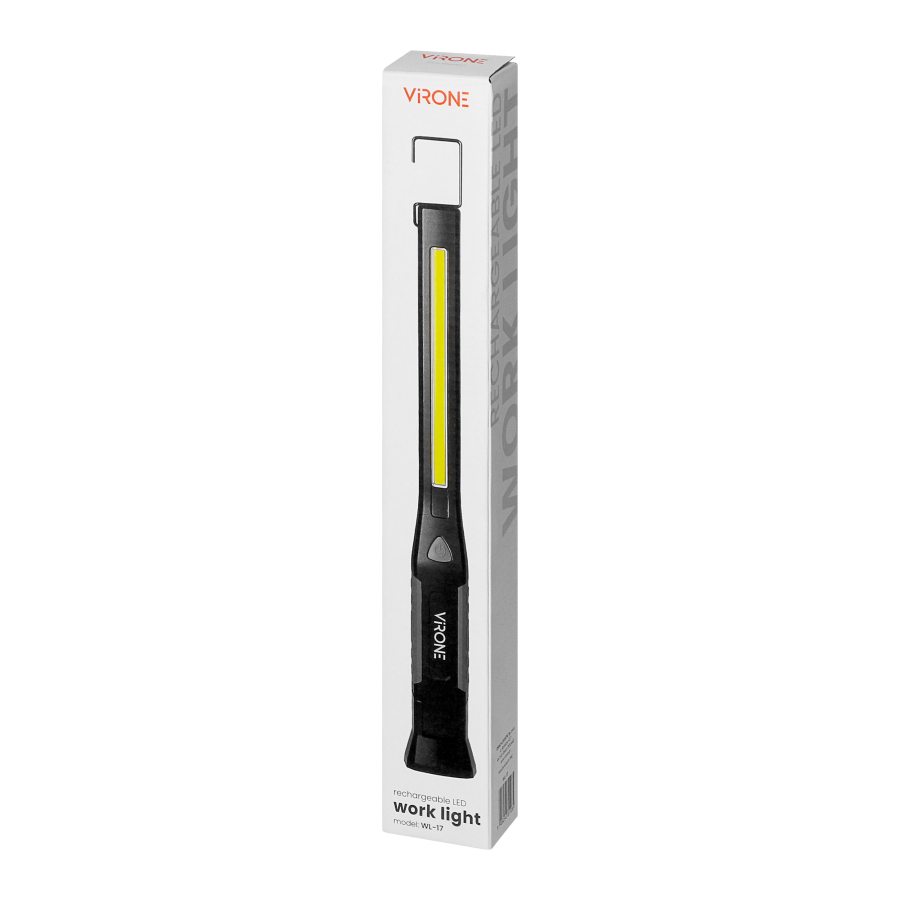 Rechargeable LED work light, 400lm+100lm, 1200mAh, magnet, hook