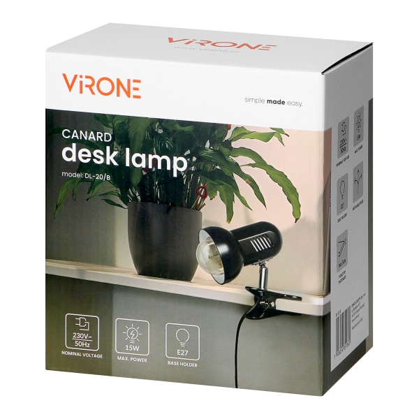 CANARD, desk lamp with metal clip, 15W, E27, black