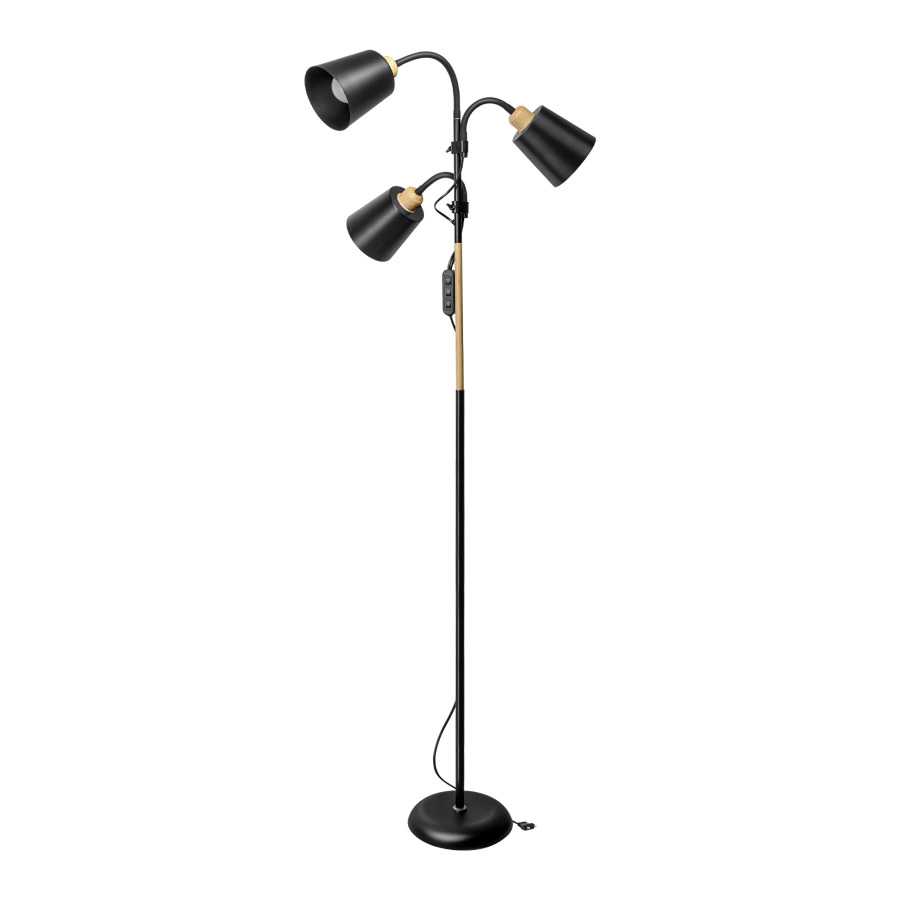 GRACE 3P, triple floor lamp, 3xE27, max. 3x18W, 192 cm, black