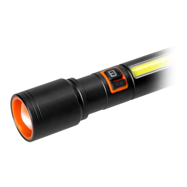 Latarka LED, 270/105lm, 1200mAh, przecinak do pasów, młotek bezpieczeństwa