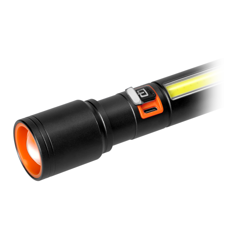 Latarka LED, 270/105lm, 1200mAh, przecinak do pasów, młotek bezpieczeństwa