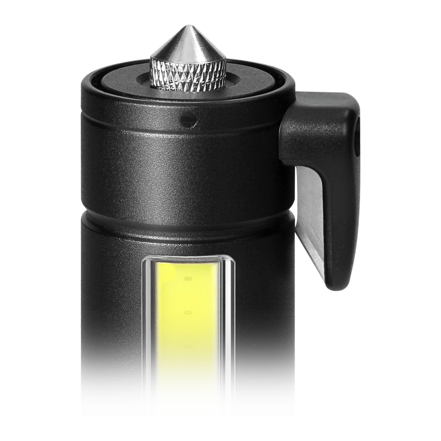 Latarka LED, 270/105lm, 1200mAh, przecinak do pasów, młotek bezpieczeństwa