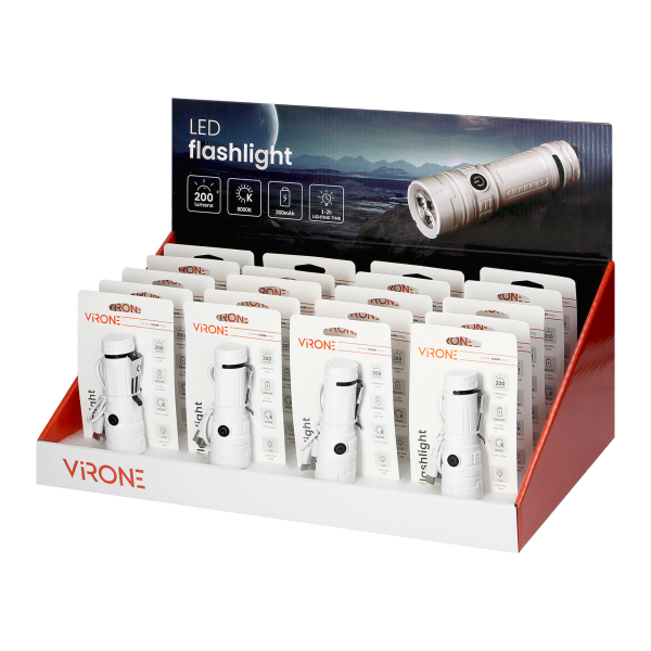 Latarka LED, 200lm, 300mAh, klips