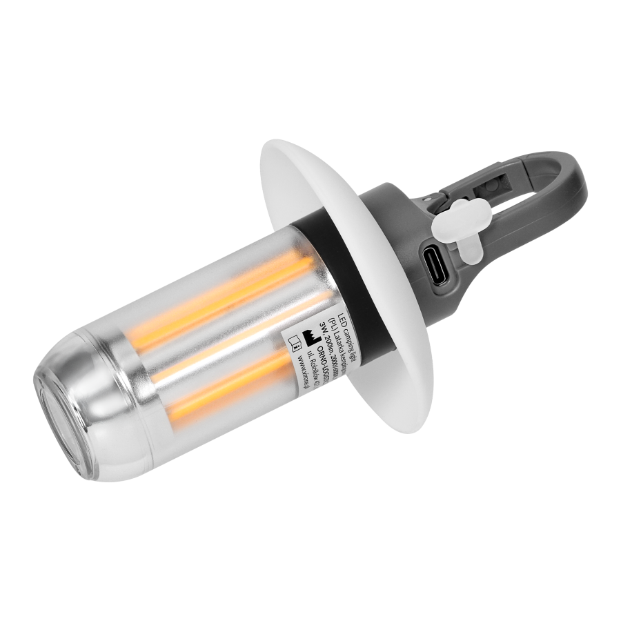 LED Camping light, 200lm+120lm, 500mAh, 2000K/6000K, carabiner, protective cap