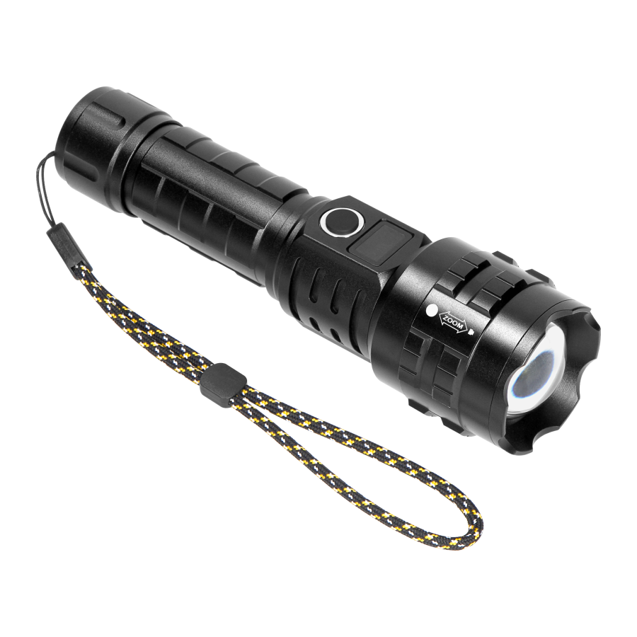 LED flashlight 15W, 1200lm, 3000mAh, zoom function, digital battery indicator