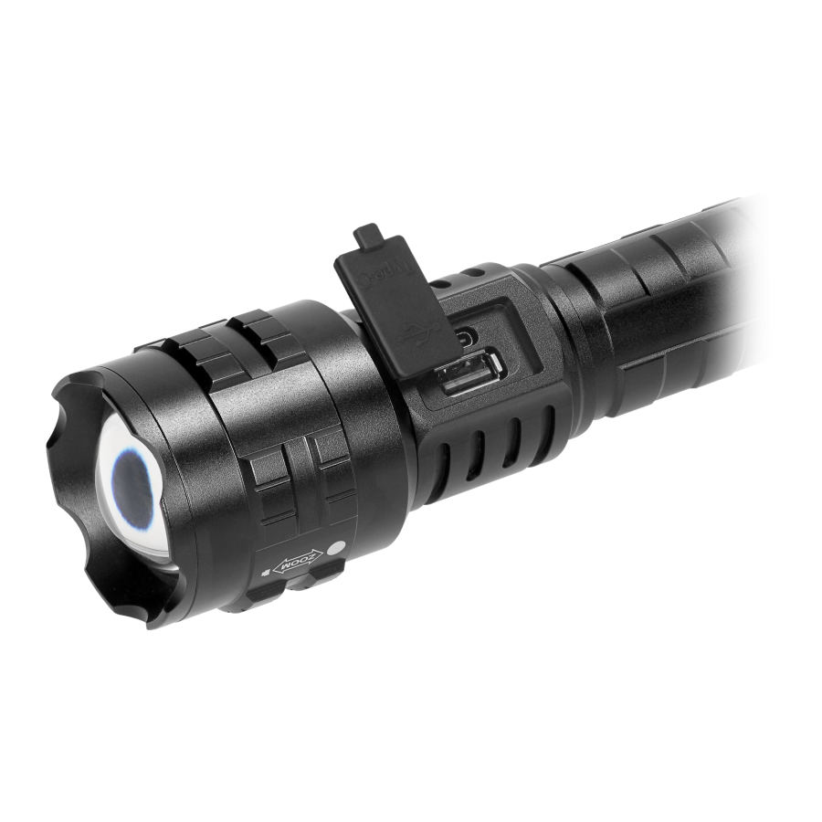 LED flashlight 15W, 1200lm, 3000mAh, zoom function, digital battery indicator