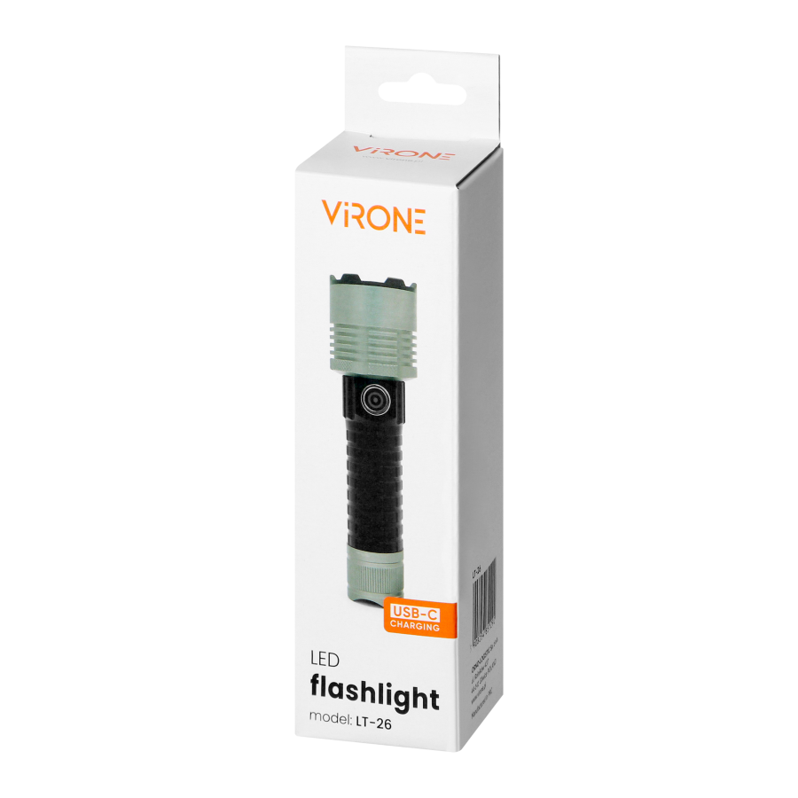 LED flashlight 20W, 1000lm, 2000mAh, zoom function