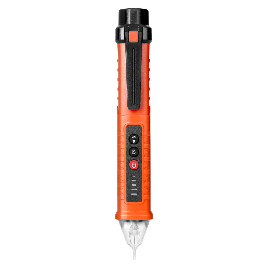 Inductive voltage tester with flashlight, 12-1000V AC/DC, orange