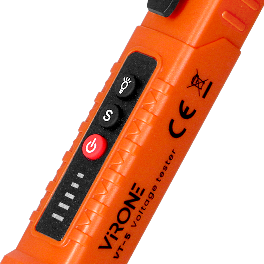 Inductive voltage tester with flashlight, 12-1000V AC/DC, orange