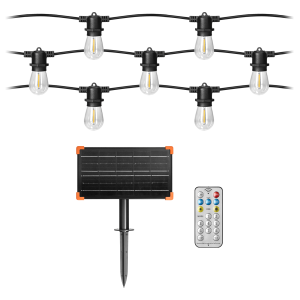 Solarna girlanda oświetleniowa - 1 sznur 15 m (15 opraw) + 15 żarówek LED 0,1 W E27, 3000 K + 1 żarówka gratis