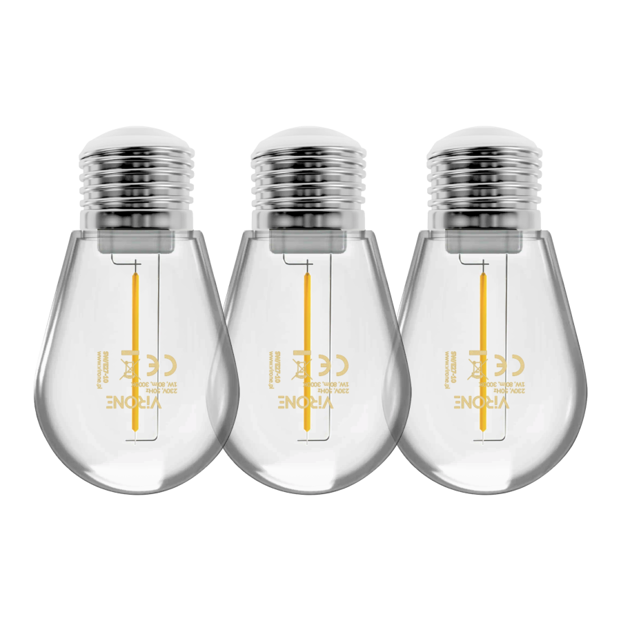 Set of 3 LED bulbs 1 W, 230 V, E27, 3000 K