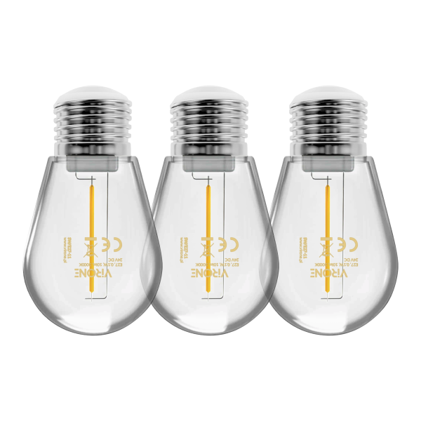 Set of 3 LED bulbs 0.1 W, 24 V, E27, 3000 K