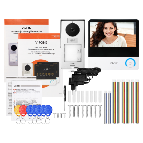 AVONI MULTI two-family video doorphone set, 4-wire, 7", dual-band Wi-Fi, touch screen, 2K, RFID
