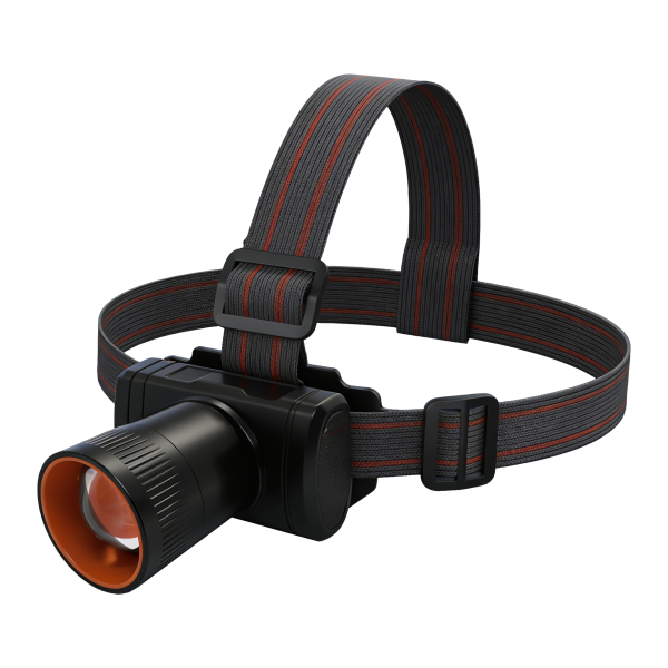 Latarka czołowa LED 3 W, 300 lm, 1200 mAh, ruchoma głowica, zoom