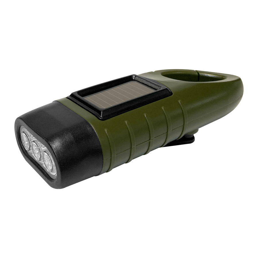 Emergency LED flashlight with solar charging and hand crank, 50 lm, IP42, 6000 K, 40 mAh