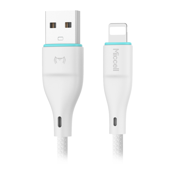 USB-A to Lightning cable Miccell VQ-D06, 2.4A, 1m, white