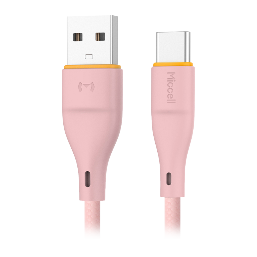 USB-A to USB-C cable Miccell VQ-D06, 2.4A, 1m, pink