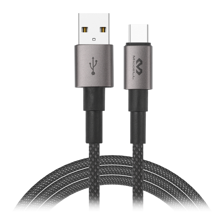 USB-A to USB-C cable Miccell VQ-D34, 2.4A, 1.2m, black