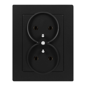 Surface-mounted double socket 2x2P+E, Malta, 16 A, 250 V, NT-6M, matt black