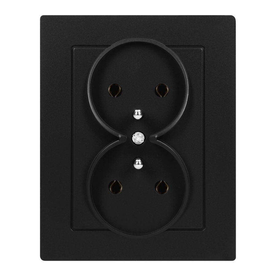 Surface-mounted double socket 2x2P+E, Malta, 16 A, 250 V, NT-6M, matt black