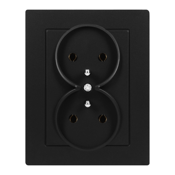 Surface-mounted double socket 2x2P+E, Malta, 16 A, 250 V, NT-6M, matt black